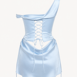 ÉTHER Silk Corset Mini Dress – Ice Blue