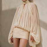 ÉTOILE Chiffon Drape Mini Dress – Ivory