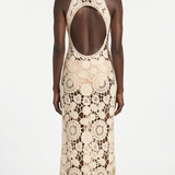 Ivory Crochet Lace Maxi Dress