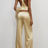 Champagne Saten Açık Sırt Crop Top