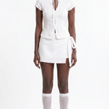 Éloise Keten Anvelop Mini Etek