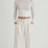 Modal Pamuk Transparan Crop Bluz