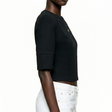 Cropped T-Shirt with Soft Padded Shoulders