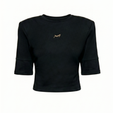 Cropped T-Shirt with Soft Padded Shoulders