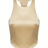 Champagne Saten Açık Sırt Crop Top
