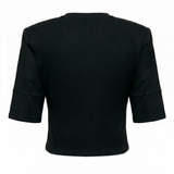 Cropped T-Shirt with Soft Padded Shoulders