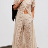 Organic Cotton Lace Pant & Cape Set - Ivory