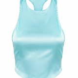 Aquamarine Satin Racerback Halter Top