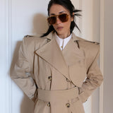 Long Cotton Gabardine Trench Coat