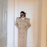 Long Cotton Gabardine Trench Coat