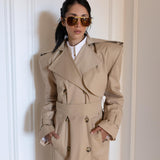 Long Cotton Gabardine Trench Coat