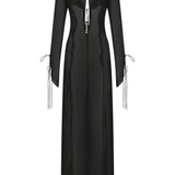 Transparent Tie Front Silk Chiffon Long Dress