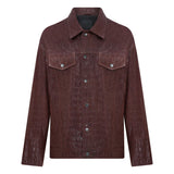 Crocodile Printed Bourbon Leather Shirt